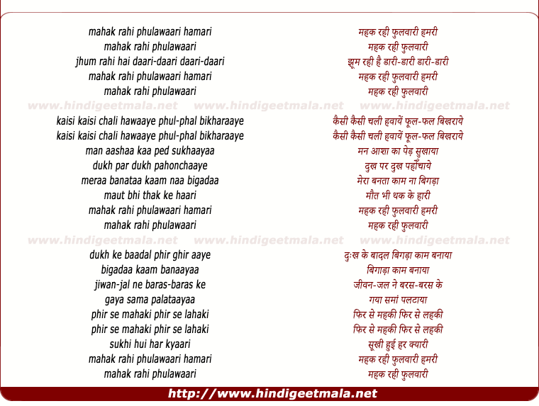 lyrics of song Mahak Rahi Phulawari Hamari
