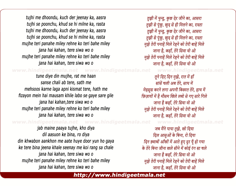 lyrics of song Tujhi Mein Dhoondhu