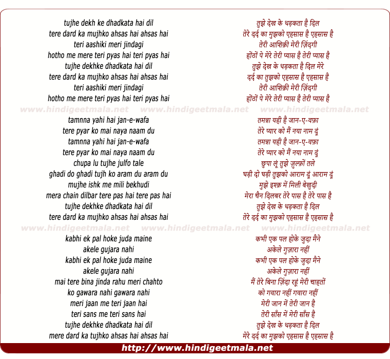 lyrics of song Teri Aashiqui Meri Zindagi