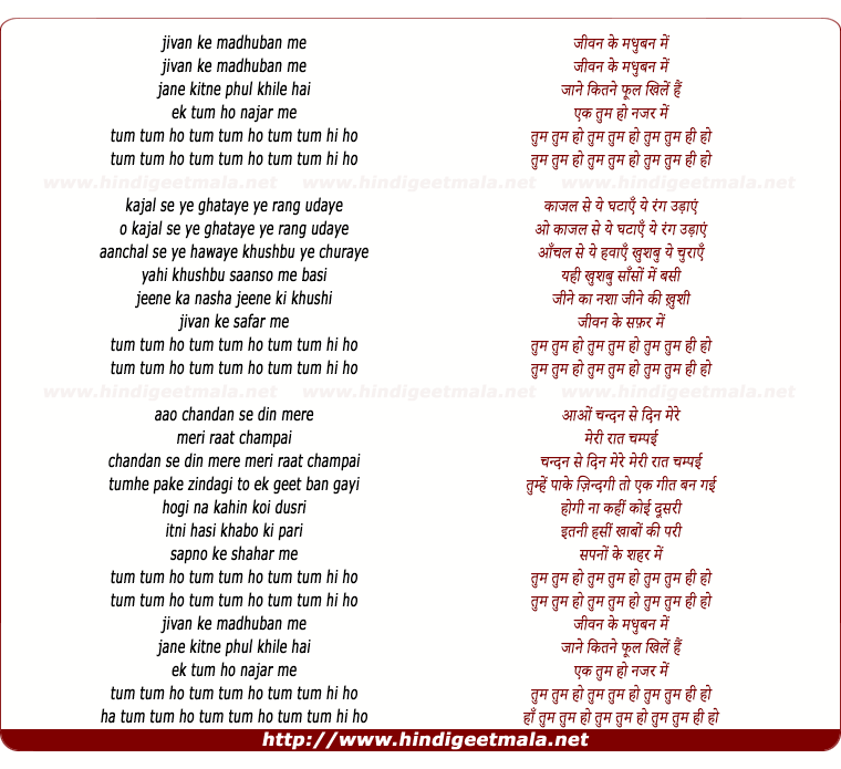 lyrics of song Jeevan Ke Madhuban Me