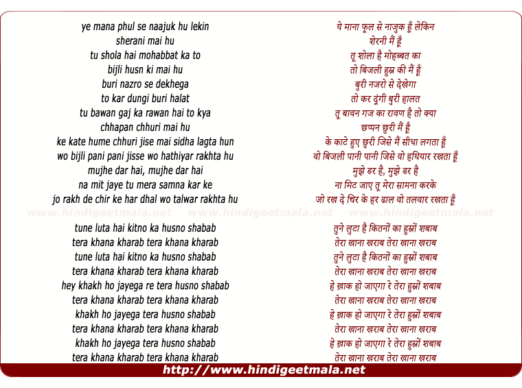 lyrics of song Tune Loota Hai Kitno Ka Husno Shabab