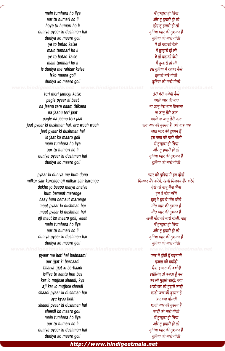 lyrics of song Mai Tumhara Ho Liya
