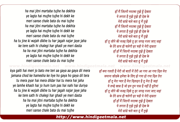 lyrics of song Haan Main Jitni Martaba (Remix)