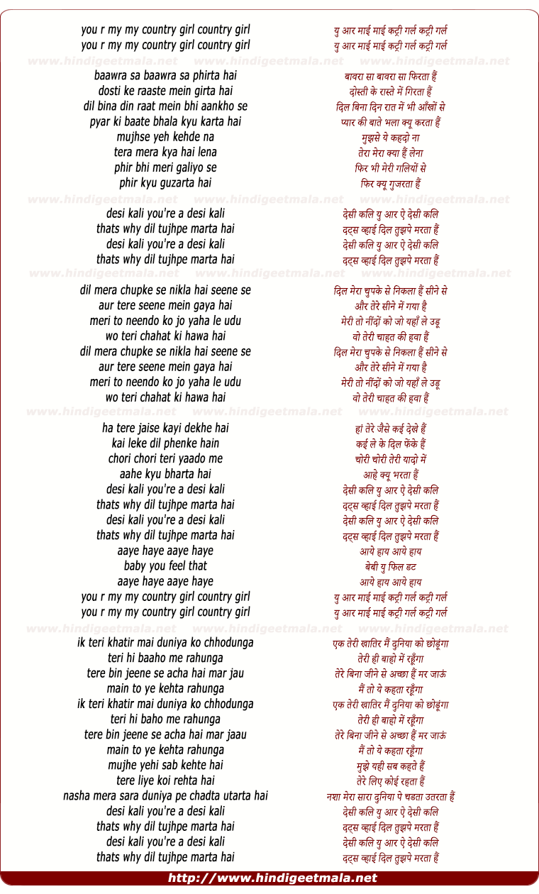 lyrics of song Desi Kali (Remix)