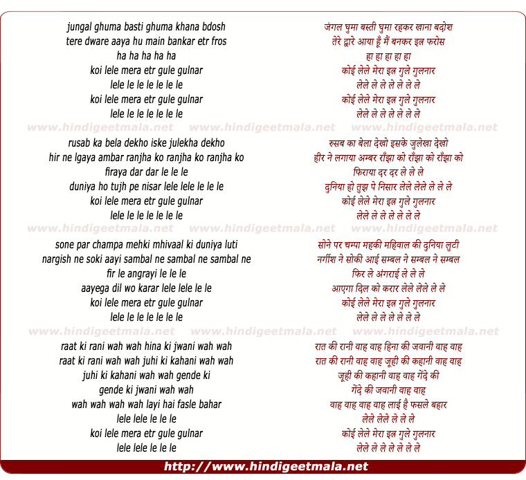 lyrics of song Jungle Ghuma Basti Ghuma