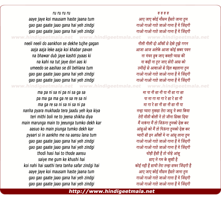 lyrics of song Thodi Hasi Hai To Thodi Aasu