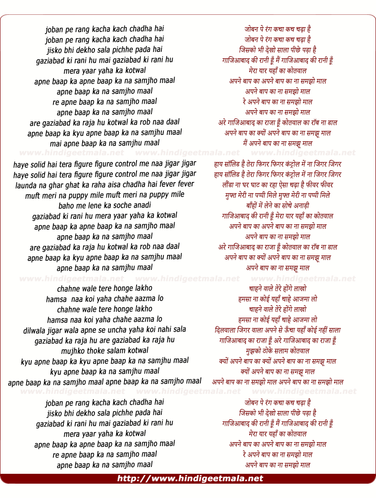lyrics of song Baap Ka Maal (Remix)