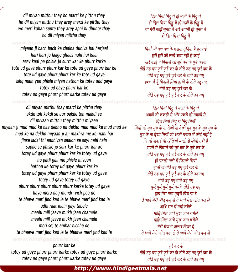 lyrics of song Tote Udd Gaye