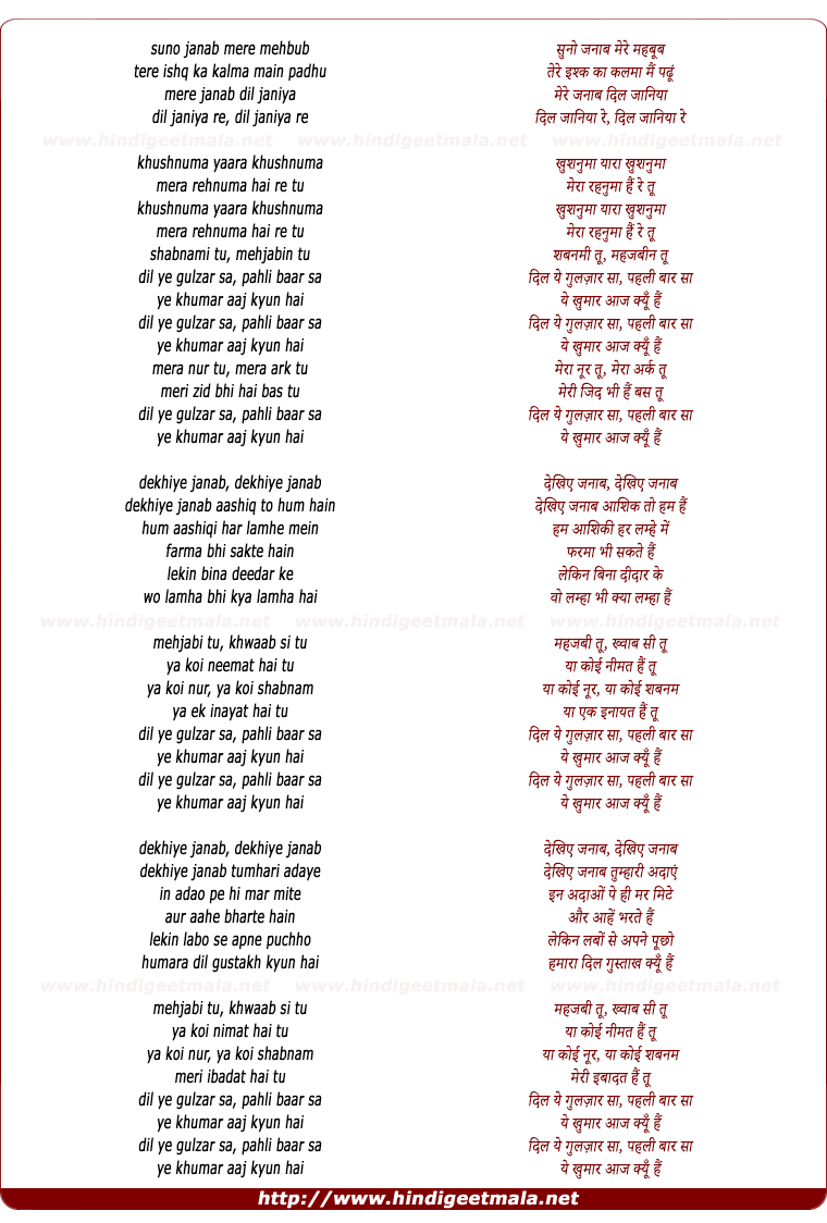 lyrics of song Janaab