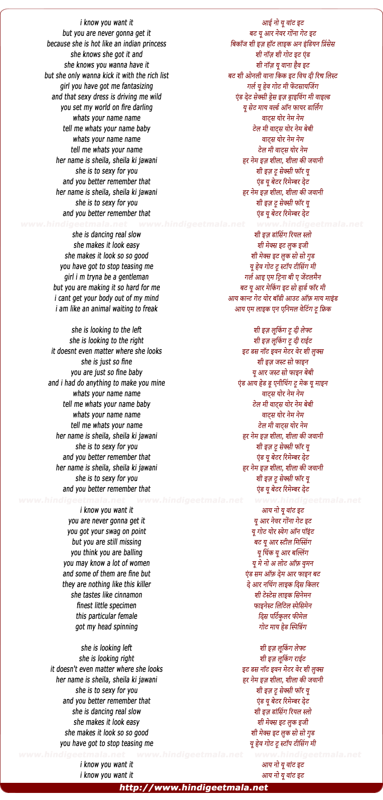 lyrics of song I Know You Want It
