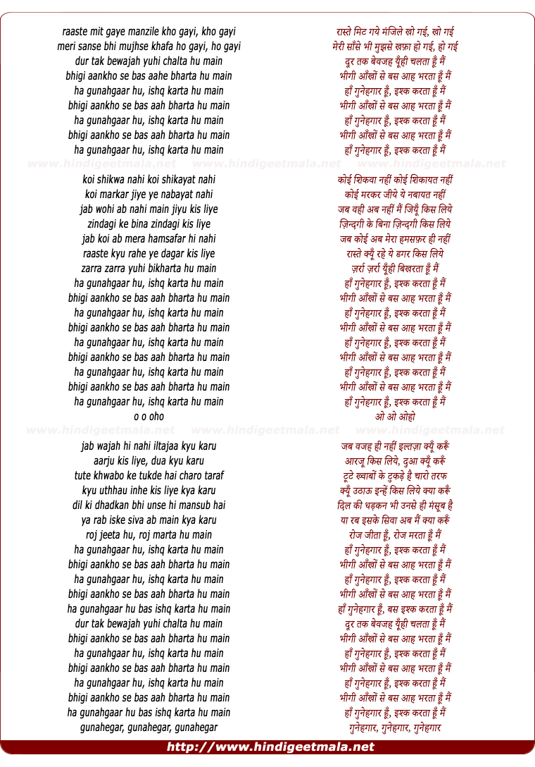 lyrics of song Haan Gunahgaar Hun Ishq Karta Hun Main