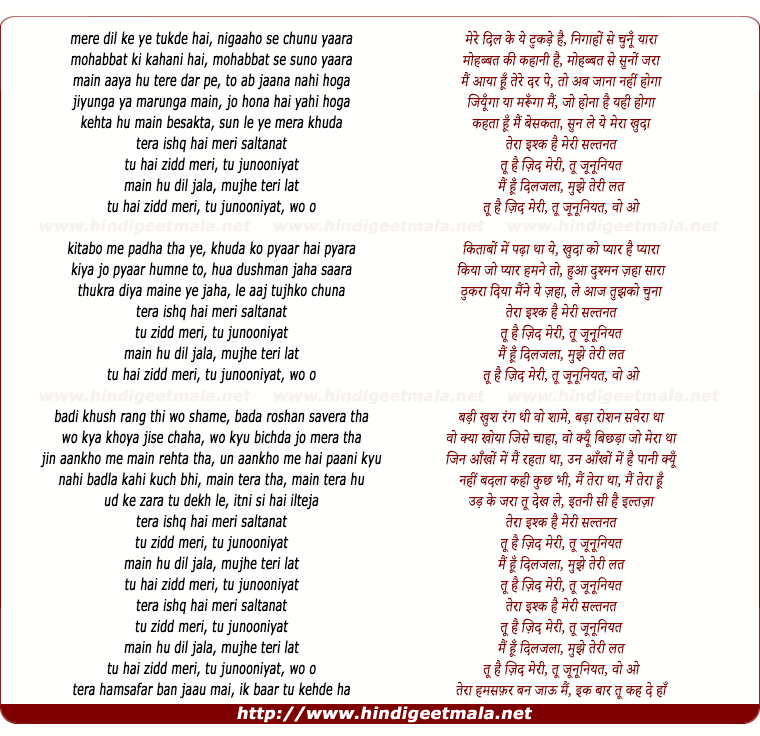 lyrics of song Tu Junooniyat