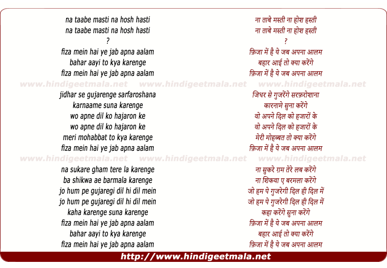lyrics of song Khizan Mein Jab Bhi