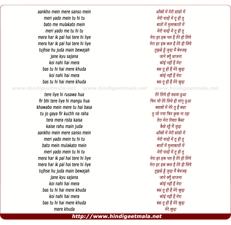 lyrics of song Koi Nahi Hai Mera