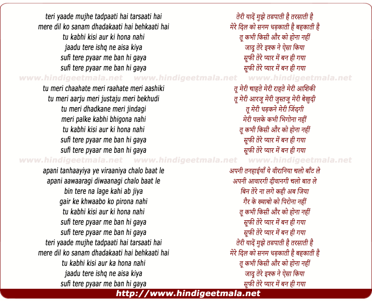 lyrics of song Sufi Tere Pyaar Mein Ban Hi Gaya