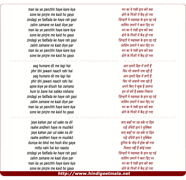 lyrics of song Man Ka Ye Panchi Hai