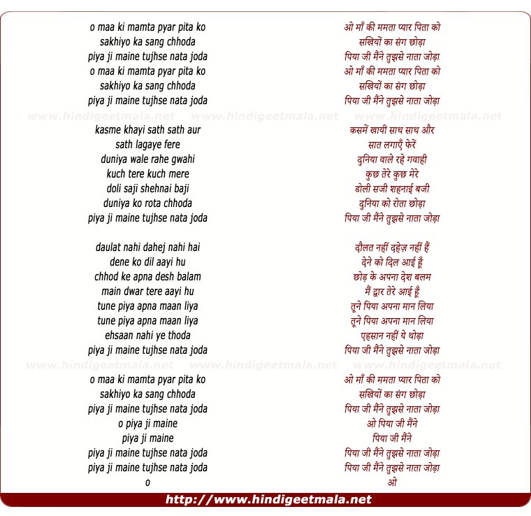 lyrics of song Maa Ki Mamta Pyaar Pita Ka