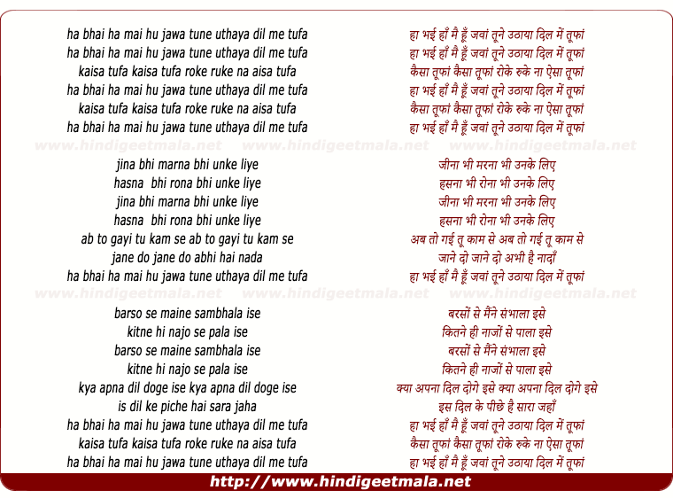 lyrics of song Haa Bhai Haa Mai Hu Jawaan