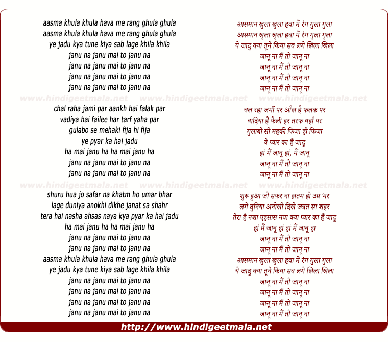 lyrics of song Janu Na Janu Na (Country Version)