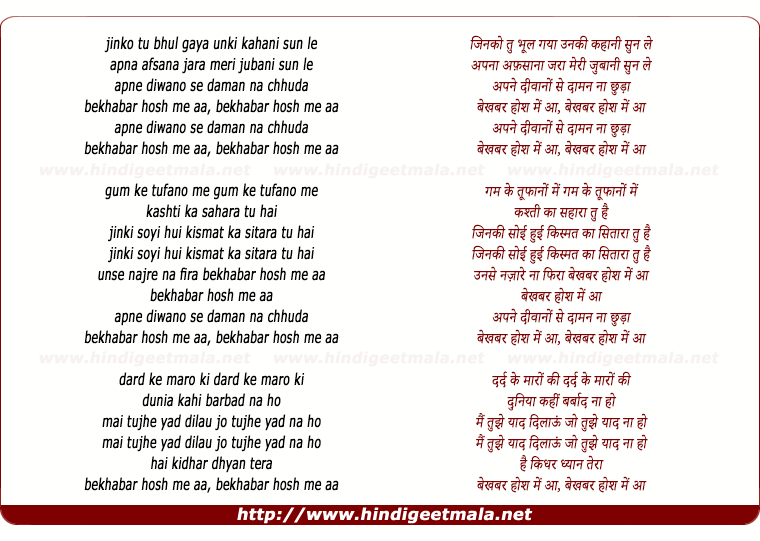 lyrics of song Jinko Tu Bhool Gaya Unki Kahani Sun Le