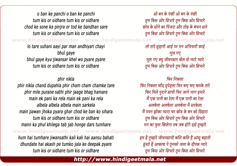 lyrics of song O Ban Ke Panchi Ban Ke Panchi