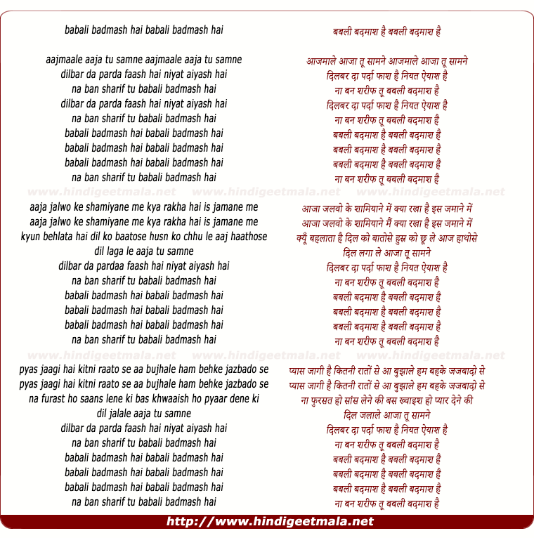 lyrics of song Babli Badmaash Hai (Remix)