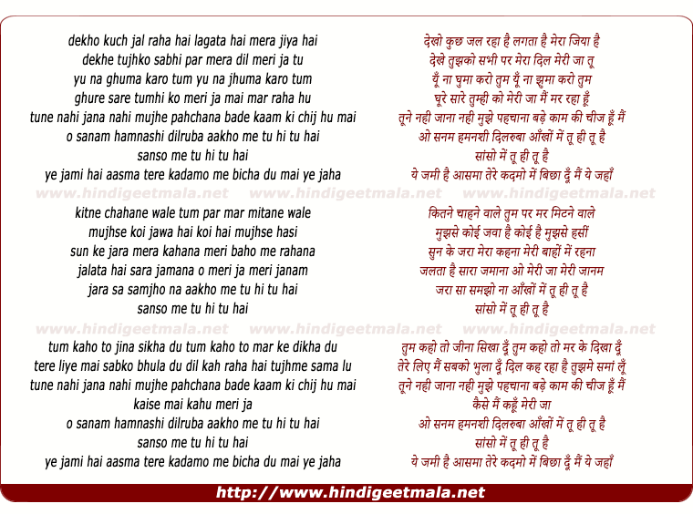 lyrics of song Tu Hi Tu