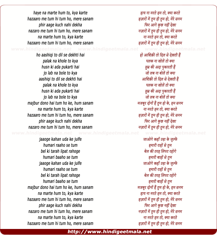 lyrics of song Naa Marte Hum