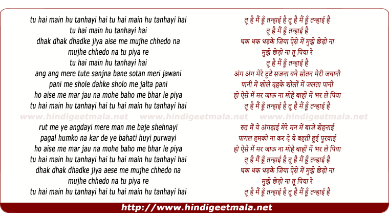 lyrics of song Tu Hai Main Hoon